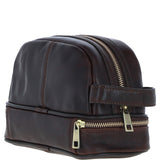 Ashwood Leather Men's Zip Washbag Brown: PL-41
