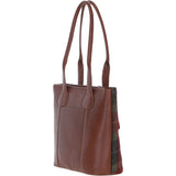 Ashwood Leather & Harris Tweed® Cloth Genuine Leather Shoulder Bag Tan/Green/Red: TW-23-08-TR