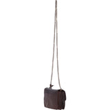 Vintage Mini Leather Cross Body Shoulder Bag With Chain Strap Brandy  – G27
