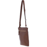 Genuine Leather Crossbody x Shoulder Bag with Golden Accents 2 Tone Tan: 64239