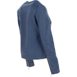Women's Collarless Leather Fashion Jacket Purple: AWL-284
