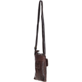Compact Leather Phone Bag with Adjustable Strap and Brass Hardware Brown: tl-002
