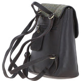 Ashwood Leather & Harris Tweed® Cloth Compact Backpack Brown/Green: TW-65-09-BG
