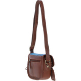 Ashwood Leather & Harris Tweed® Cloth Saddle Bag Tan/LT Blue: TW-26-05-TB