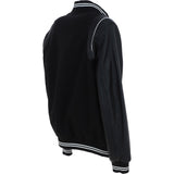 Ashwood Leather Men’s Wool and Leather Bomber Jacket with Striped Collar in Black: AWM-8