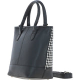 Ashwood Leather & Harris Tweed® Cloth Large Grab Bag Black/White: TW-64-12-BW