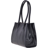 Vegetable Tanned Leather Two Section With Mid Purse Bag Navy : V-26