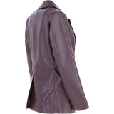 Womens Leather Fashion Single Breasted Blazer Burgundy: AWL-Blazer