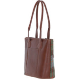 Ashwood Leather & Harris Tweed® Cloth Genuine Leather Shoulder Bag Tan/Mcload: TW-23-02-TM