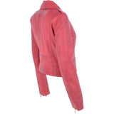 Short Leather Biker Jacket Raspberry: 6617