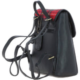 Ashwood Leather & Harris Tweed® Cloth Compact Backpack Black/Red: TW-65-14-BR