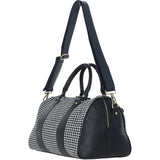 Ashwood Leather & Harris Tweed® Cloth Doctor Holdall Black/White: TW-46-12-BW