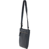 Ashwood Curve  Zip Top Leather Cross Body Bag Black: 64640/curve