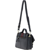 Ashwood Leather & Harris Tweed® Cloth Medium Satchel Bag with Twist Lock Black/Green/Red: TW-34-07-BR
