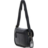 Elegant Ashwood Leather & Harris Tweed® Cloth Crossbody Bag Black/White: TW-27-012-BW