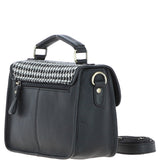 Ashwood Leather & Harris Tweed® Cloth Satchel Bag Black/White: TW-68-12-BW