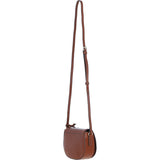 Real Leather Saddle Crossbody Bag Tan: 63753