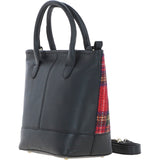 Ashwood Leather & Harris Tweed® Cloth Large Grab Bag  Black/Red: TW-64-14-BR