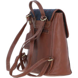 Ashwood Leather & Harris Tweed® Cloth Compact Backpack Tan/Navy: TW-65-11-TN