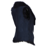Toscana Suede Leather Biker Gilet Ombre Blue: KB 620