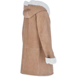 Ladies Hooded Sheepskin Coat Tan: KB 999