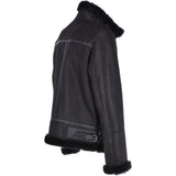 Mens Luxury Shearling Flying Jacket Black: NEON
