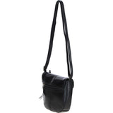 Leather Flap-Over Crossbody Bag Black: Violet
