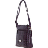 Ashwood Leather Croc-embossed Crossbody X Shoulder Bag for Woman Purple: 79651