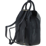 Ashwood Leather & Harris Tweed® Cloth Multi-Pocket Backpack Black/White: TW-66-12-BW