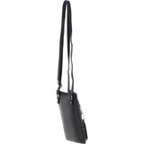Authentic Ashwood Leather & Harris Tweed® Cloth Crossbody Bag Black/White: TW-29-012-BW