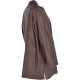 Womens Single Breasted Oversized Leather Coat Mid Brown/app: IVONNE 2