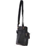 Leather Vintage Medium Flight Shoulder Bag Black : G-33