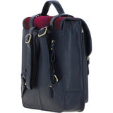 Ashwood Leather & Harris Tweed® Cloth Medium Backpack with Twist Lock Navy/Pink: TW-37-06-NP