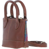 Ashwood Leather & Harris Tweed® Cloth Small Grab Bag Tan/Purple: TW-63-13-TP