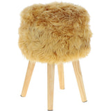 New Zealand Sheepskin Stool Ochre: SHORT SHEEPSKIN STOOL