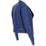 Ladies Waterfall Front Leather Jacket Ink Blue: licra