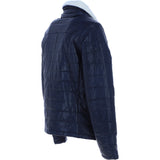 Ashwood Men’s Real Leather Puffer Jacket in Regular Fit with Faux Fur Collar Navy: AWM-Puffer