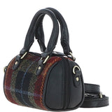 Ashwood Leather & Harris Tweed® Cloth X-Small Barrel Bag Black/Green/Red: TW-60-07-BR