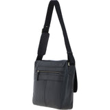 Gabicci Leather Messenger Bag with Crossbody Strap Black: GB-64957