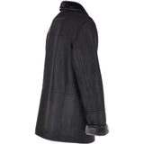 Luxury 4 Button Single Breasted  Sheepskin Coat Black: KE-223
