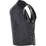 Men's Leather Embossed Laced Waistcoat Black: W/COAT LTR