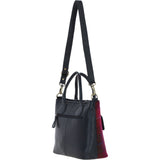 Versatile Ashwood Leather & Harris Tweed® Cloth Shoulder Bag Navy/Pink: TW-22-06-NP