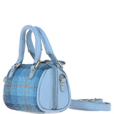 Ashwood Leather & Harris Tweed® Cloth X-Small Barrel Bag Blue/Lt-Blue: TW-60-19-BB