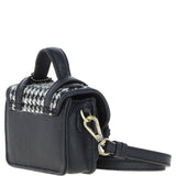 Ashwood Leather & Harris Tweed® Cloth Micro Satchel Bag with Twist Lock Black/White:TW-36-12-BW