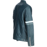 Men's Ashwood Leather Casual Jacket with Contrast Stripes Navy: AWM-260