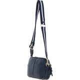 Compact Twin Zip Ashwood Leather Crossbody Bag Navy: X-35