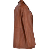 Womens Single Breasted Leather Coat Cognac/app: ESMARALDA