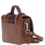 Ashwood Leather & Harris Tweed® Cloth Mini Satchel Bag with Twist Lock Tan/Red: TW-32-08-TR
