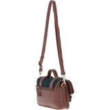 Ashwood Leather & Harris Tweed® Cloth Small Satchel Bag with Twist Lock Tan/Watch: TW-33-04-TW