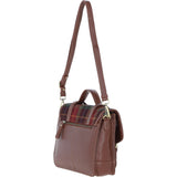 Ashwood Leather & Harris Tweed® Cloth Large Satchel Bag with Twist Lock Tan/Green/Red: TW-35-08-TR